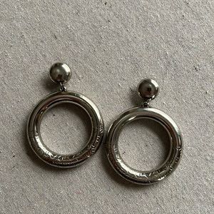 Large Runway Vintage Silver Clip On Earrings 80s
